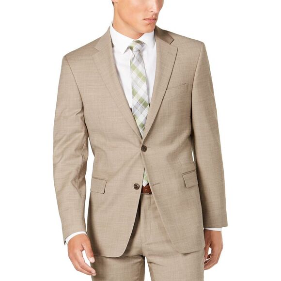 Michael Kors Mens Classic-Fit Wool-Blend Suit Jacket 48 Long Tan Sport Coat NWT